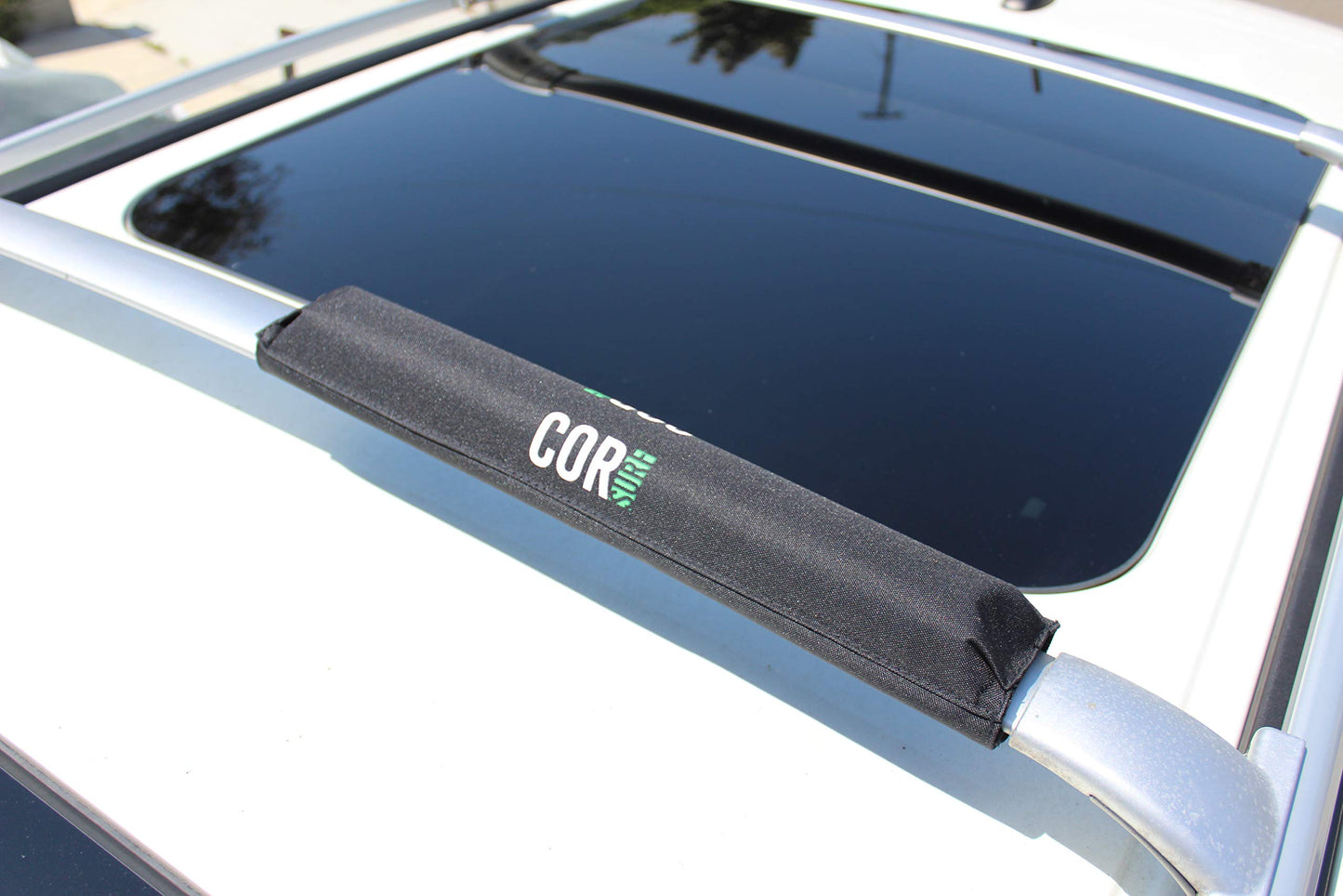 COR Surf Aero Roof Rack Pad and Premium No-Scratch Cam Buckle Tie Down Straps with Protective Silicone for Surf, SUP, Kayak and Canoe (19" Narrow Black)