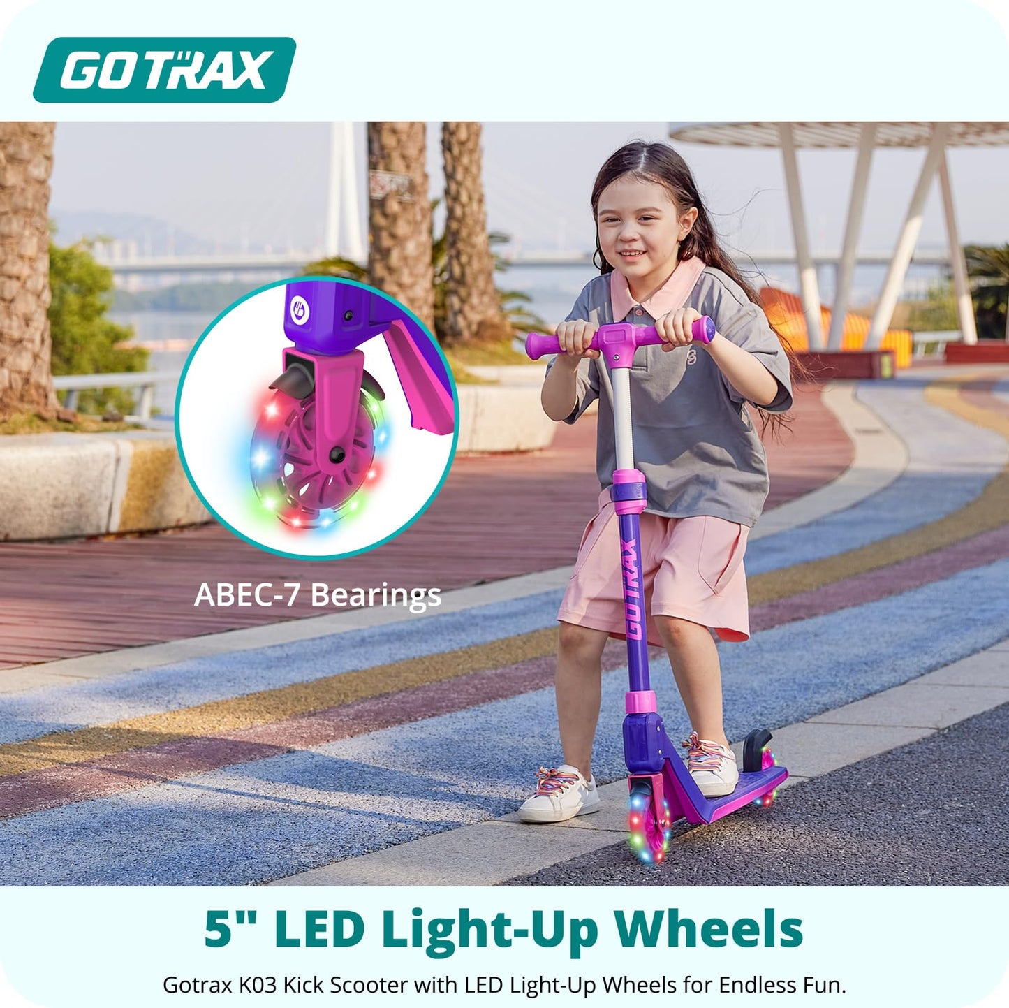 Gotrax KS3 Kids Scooter with Removable Seat and K03 Scooter with Light Up Wheels for Kids Ages 2-8, 3-8