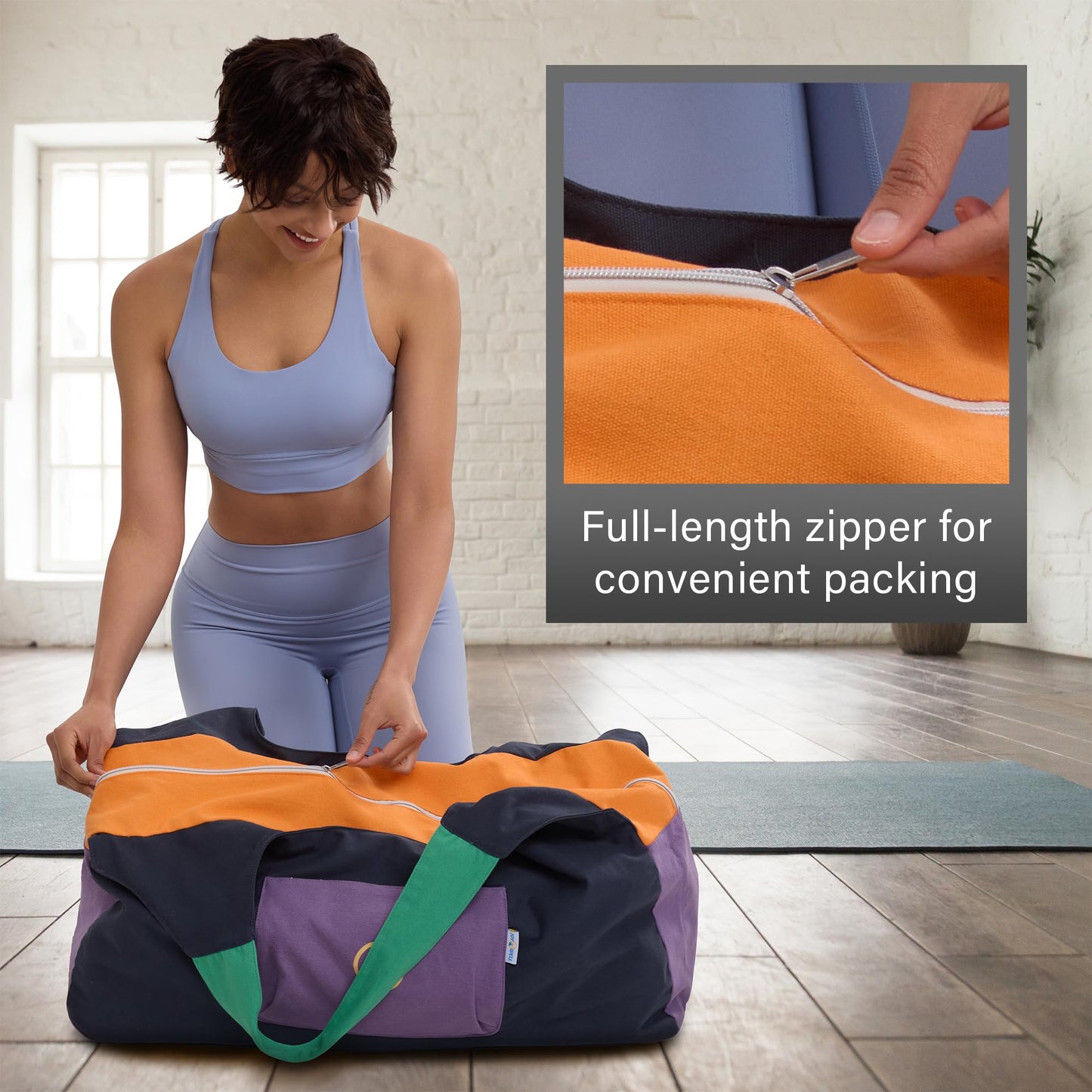 JoYnWell Yoga Mat Bag Large Yoga Bags and Carriers Yoga Bag for Bolster Mat Blocks with Full Zipper, 3 Pockets, Bottle Holder - Yoga Bag for Women Fits Everything