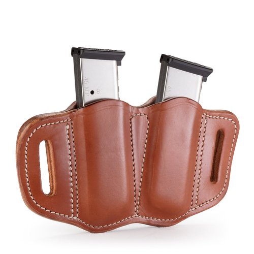 1791 GUNLEATHER 2.1 Mag Holster - Double Mag Pouch for Single Stack Mags, OWB Magazine Pouch for Belts - Classic Brown
