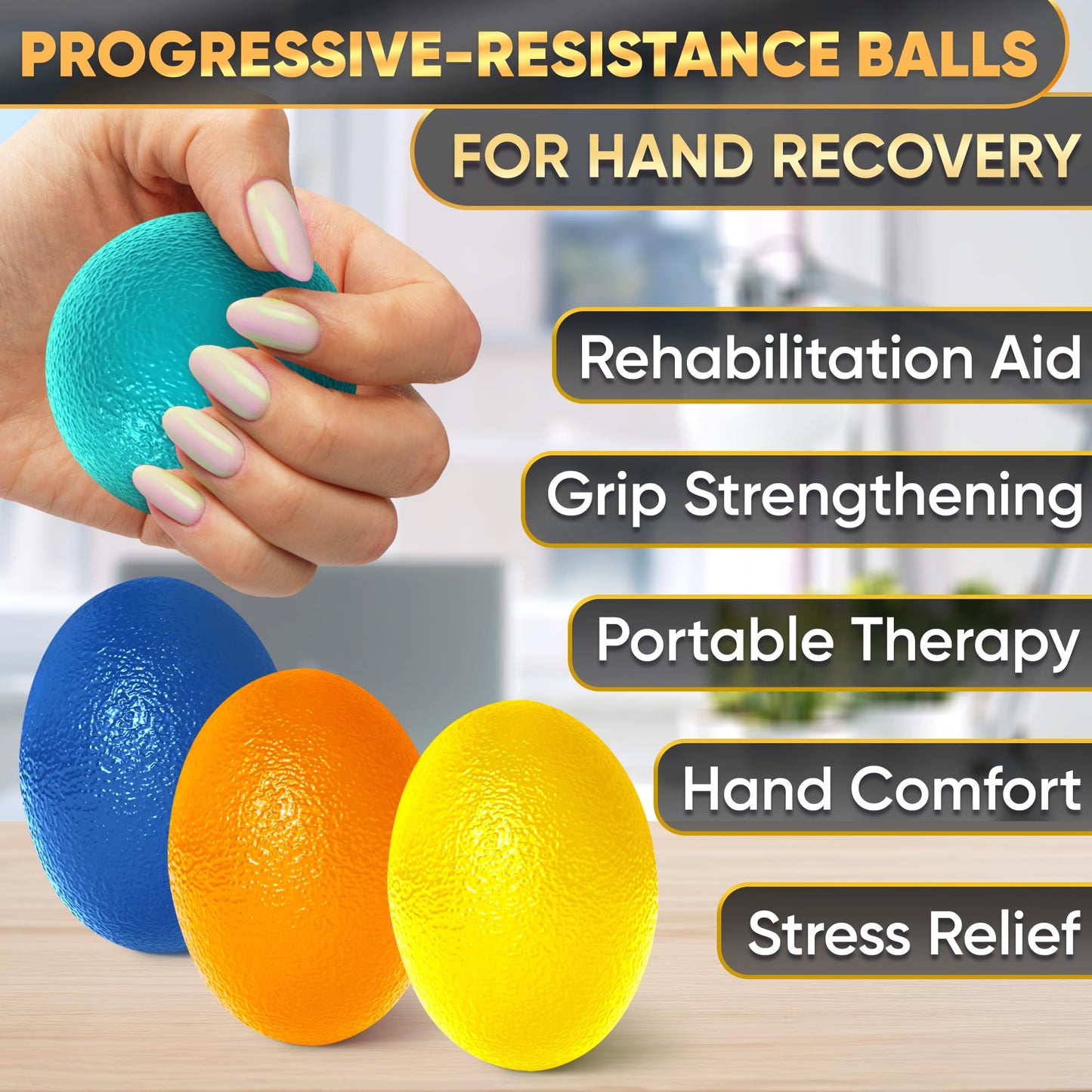 4 Pcs Squeeze Balls for Hand Therapy with 4 Resistance Levels