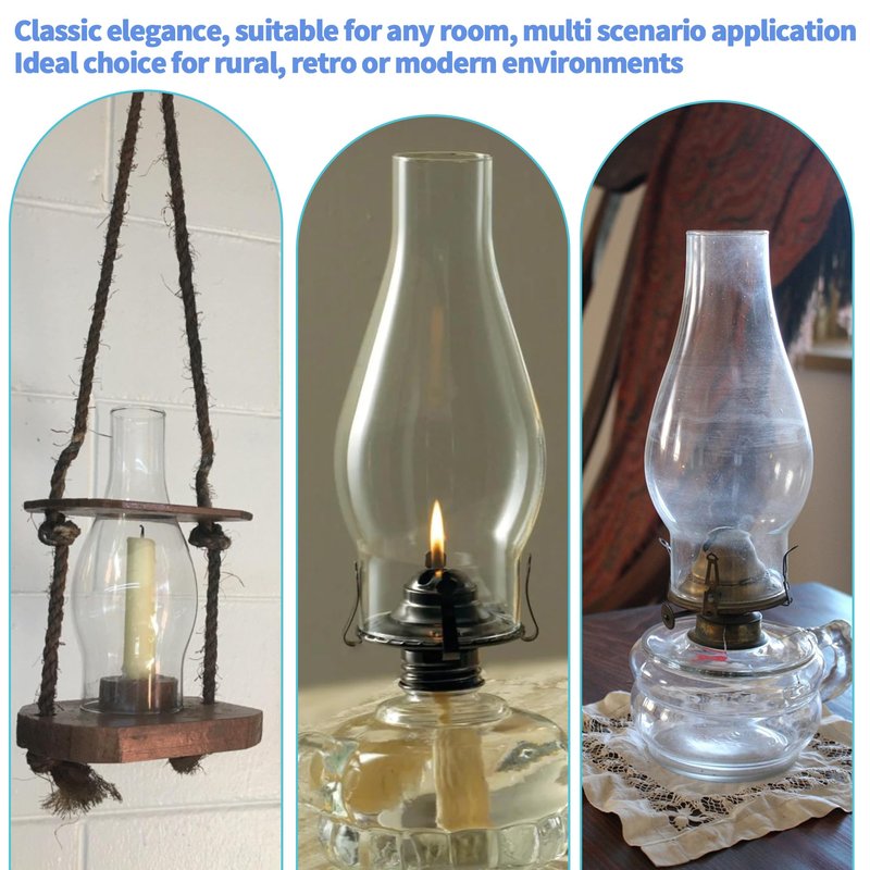 Hurricane Lamp & Oil Lamp Chimney Replacement Shade – Round Base Clear Glass, 3-Inch Diameter, Fits Most Kerosene Globes (1 Pack) ﻿