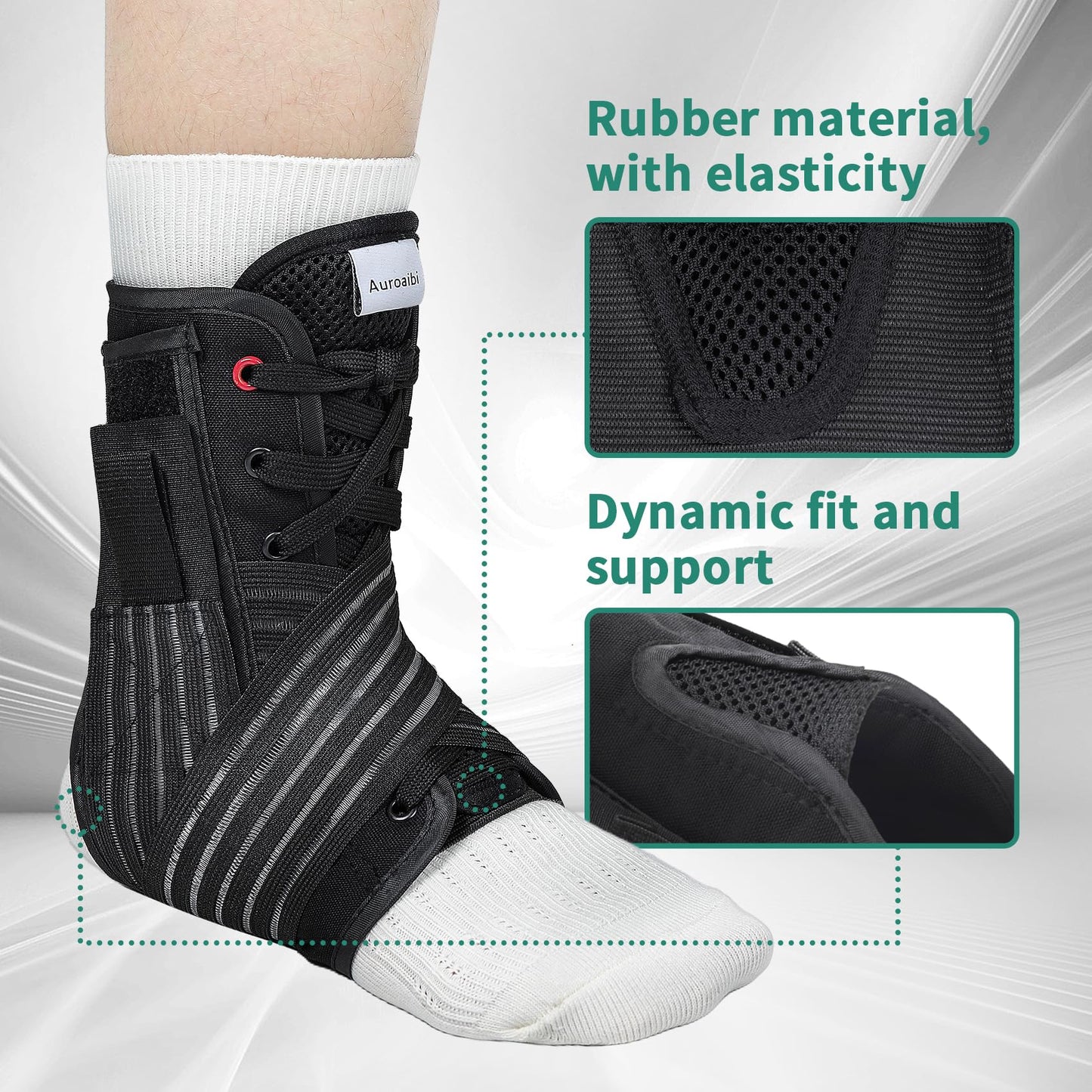 Auroaibi Ankle Brace for Sprained Ankle Lace up Support Brace for Women Men with Side Splints Adjustable Ankles Stabilizer for Injury Recover, Sports, S
