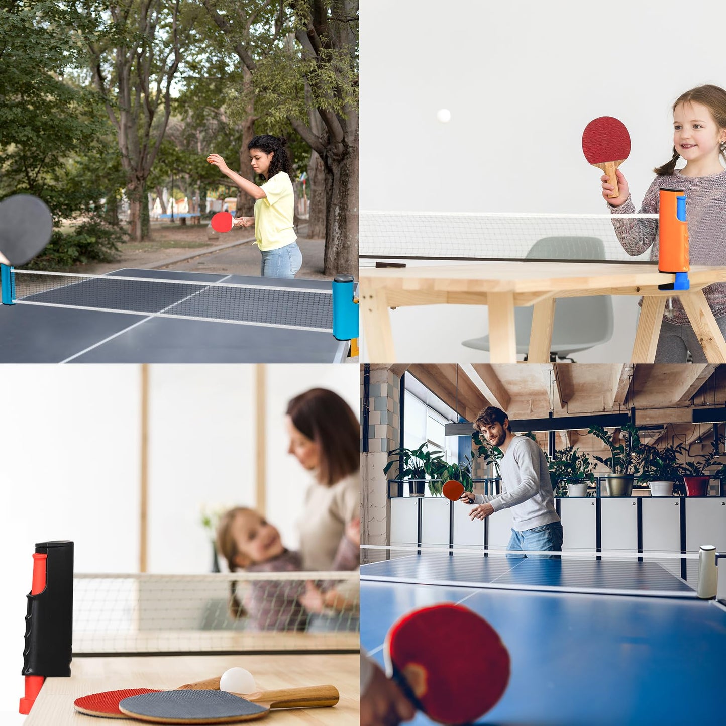 Retractable Table Tennis Net - Portable & Adjustable Ping Pong Net for Indoor/Outdoor Play, Fits Tables Up to 72" Wide, Easy Setup, Durable Mesh Material - Blue