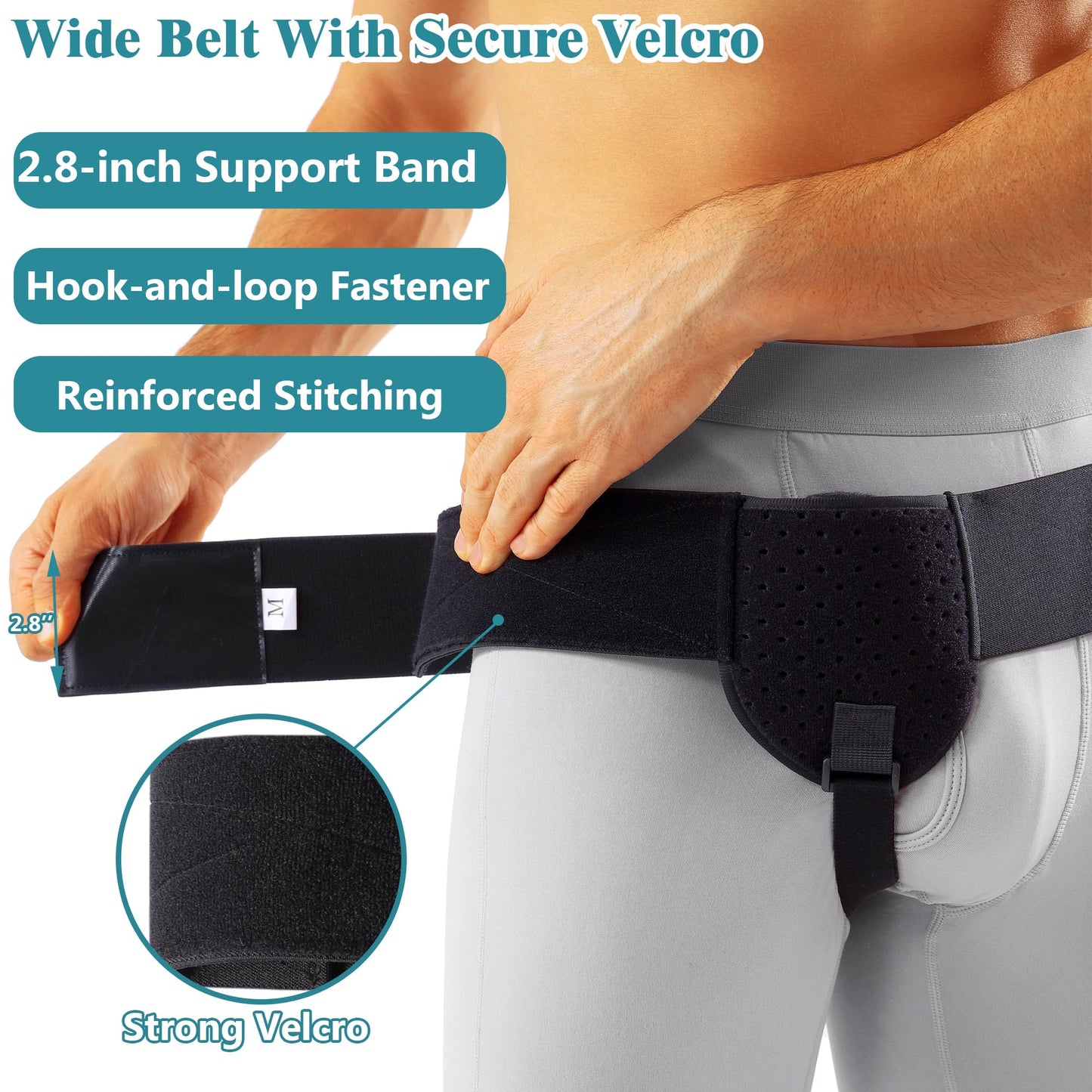 PAZ WEAN Inguinal Hernia Belt for Men & Women – Adjustable Support Truss for Groin Hernia Pain Relief, Bulge Control, Left or Right Inguinal Hernia with Pad Pocket