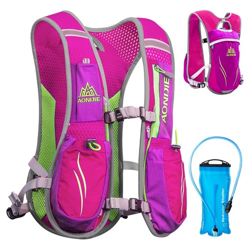 TRIWONDER Hydration Pack Backpack 5.5L Outdoors Mochilas Trail Marathoner Running Race Hydration Vest (Rose Red - with 2L TPU Water Bladder)