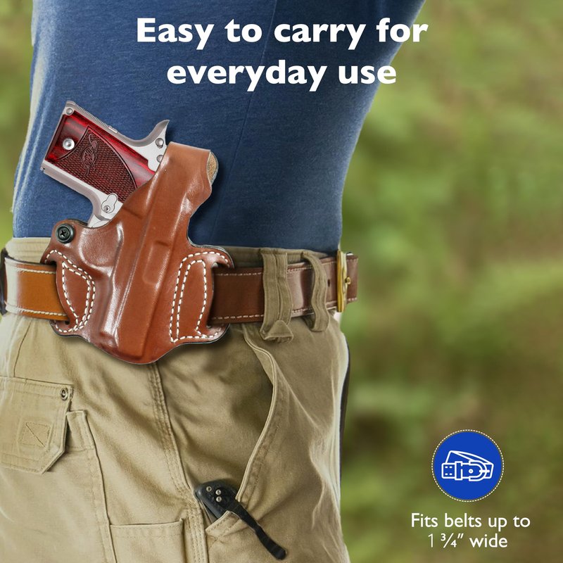 Desantis Thumb Break Mini Slide Holster, Outside The Waistband Gun Holster, Fits Glock 43, Glock 43X, and Glock 48, Adjustable Tension Device, Right-Hand Draw, Tan