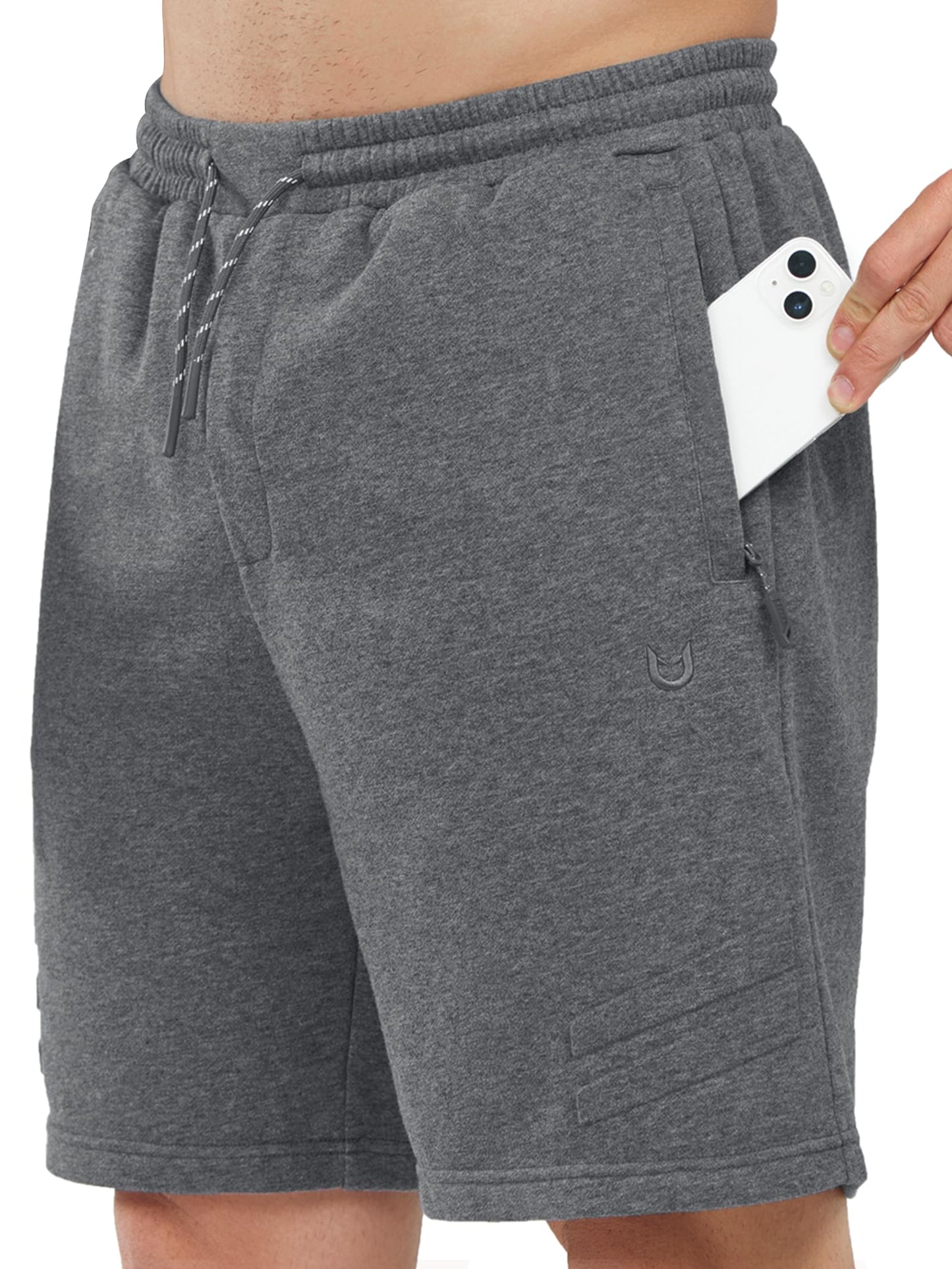 NORTHYARD Men's Athletic Running Shorts Cotton Casual Shorts with Zipper Pockets 7" Workout Gym Sweat Shorts Smoke Heather 3XL