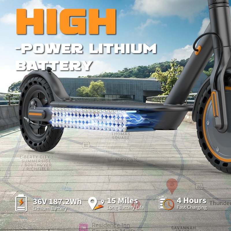 Electric Scooter for Adults - 350/500W Motor, 15/22 Mile Range, Dual Braking System | 19/21 MPH Speed, Foldable Design