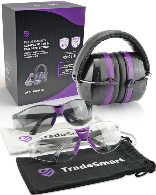 TradeSmart High-Performance Earmuffs for Shooting Range & Shooting Eye Protection Glasses + Firearm Confidence Course Included