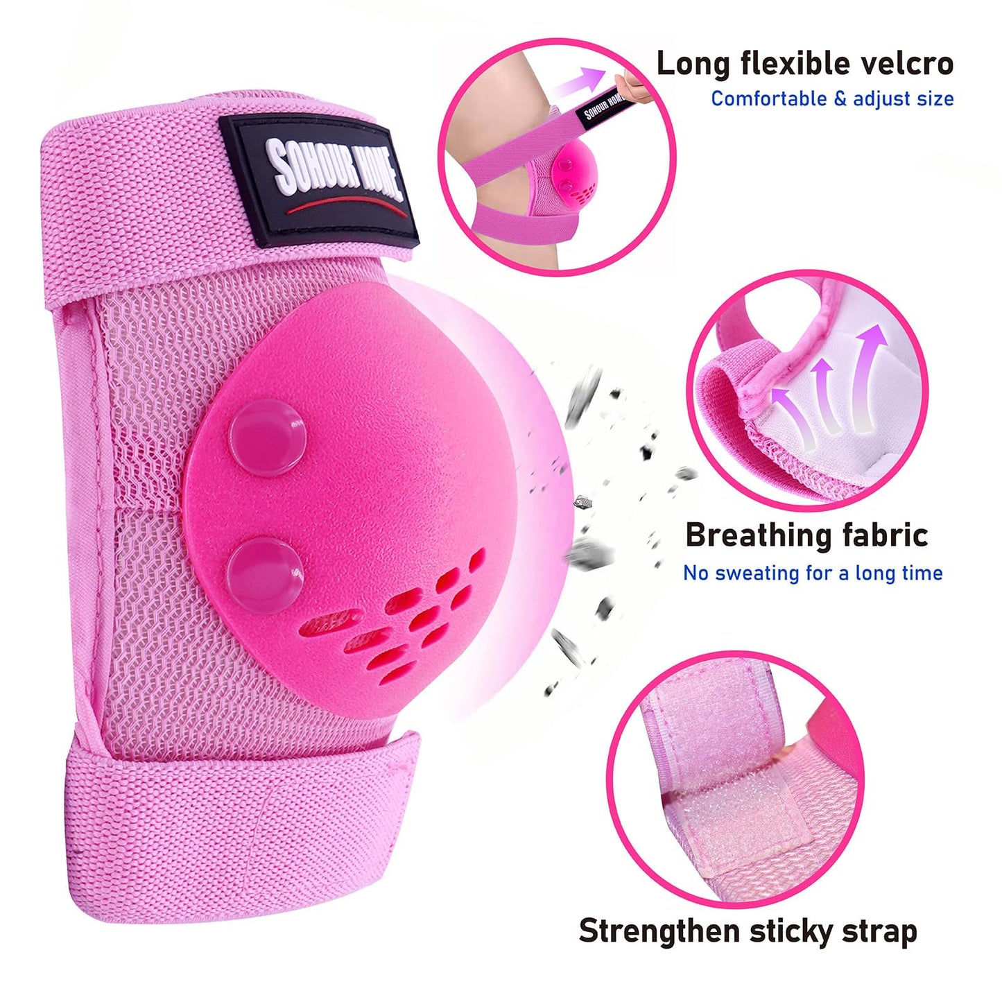 SOHOUR HOME Kids/Youth Knee Pads Elbow Pads Wrist Guards 3 in1Protective Set, for 3-15 Years Child Roller Skates, Cycling, Inline Skating, Skateboard, BMX Bike, Balance Bike, Scooter Riding Sports