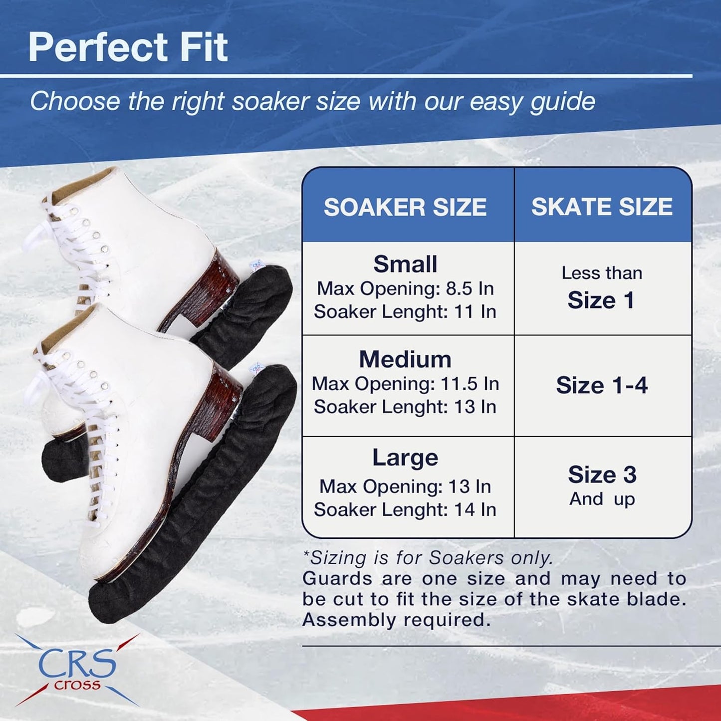 CRS Cross Skate Guards - Ice Skating Blade Covers & Soakers Gift Set | Perfect for Figure Skating & Hockey