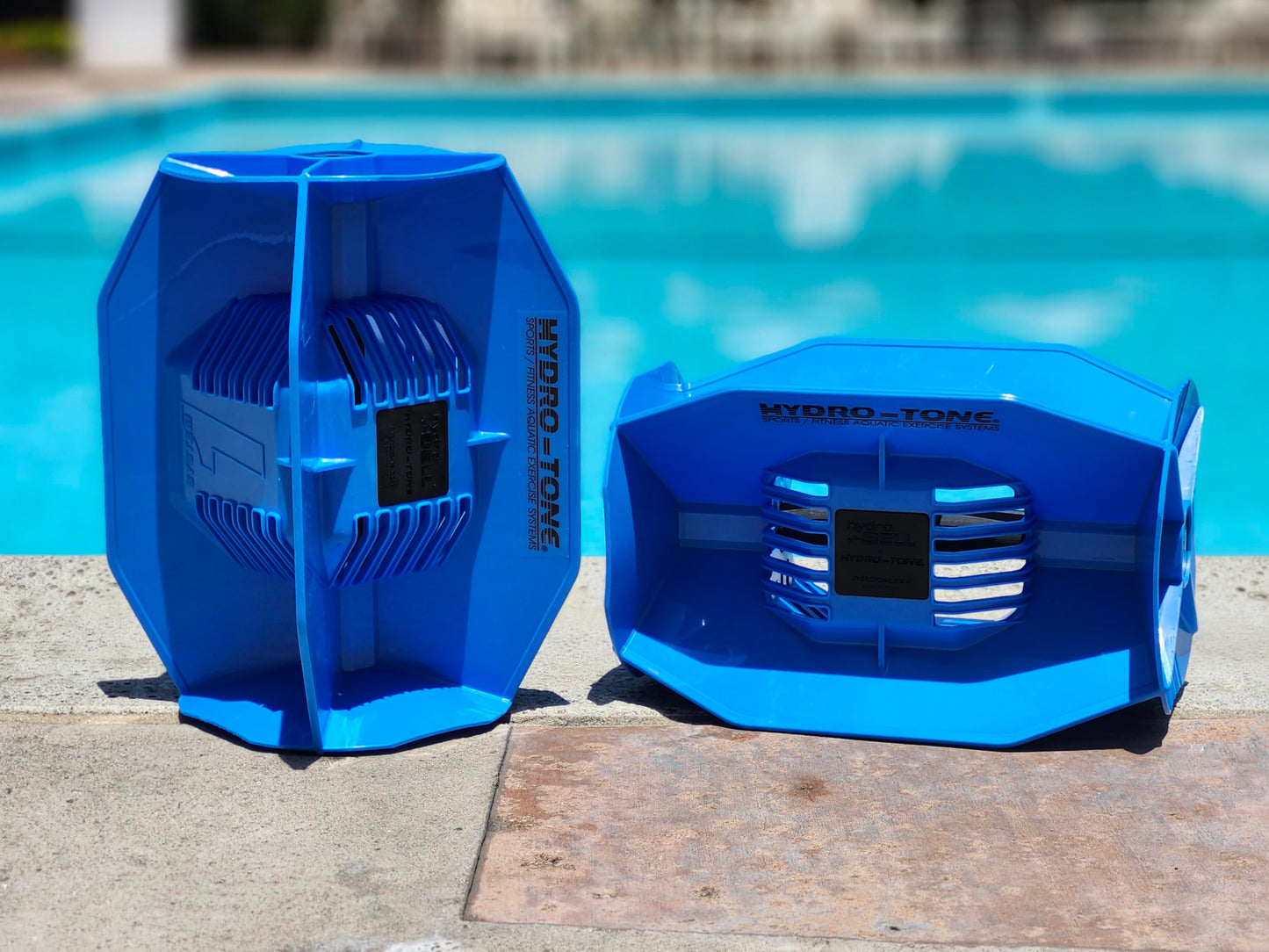 Hydro Tone Hydro-Bell Pool Exercise Dumbbells Pair, Aquatic Water Weights for Functional Strength Training, UV and Chlorine Resistant, Quick Start Guide Included, Blue