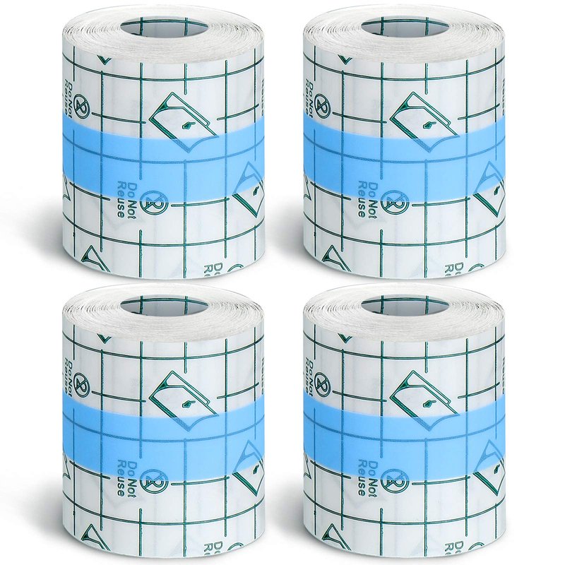 Nuanchu 4 Rolls Transparent Dressing Adhesive Bandage Yard Clear Medical Tape Waterproof Tattoo Tape Cover up for Skin Swimming(2 Inch x 5.47 Yard)
