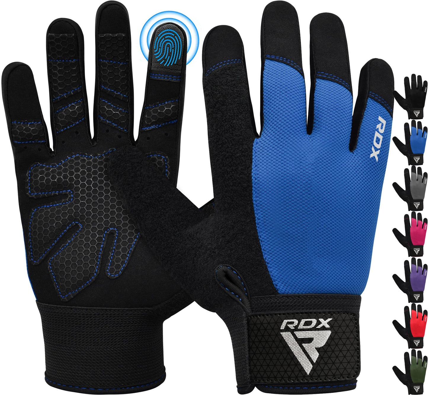 RDX Weight Lifting Gloves Workout, Full Finger Touch Screen, Breathable Anti Slip Padded Palm Protection, Fitness Strength Training Powerlifting HIIT WOD Exercise, Men Women Home Gym Cycling