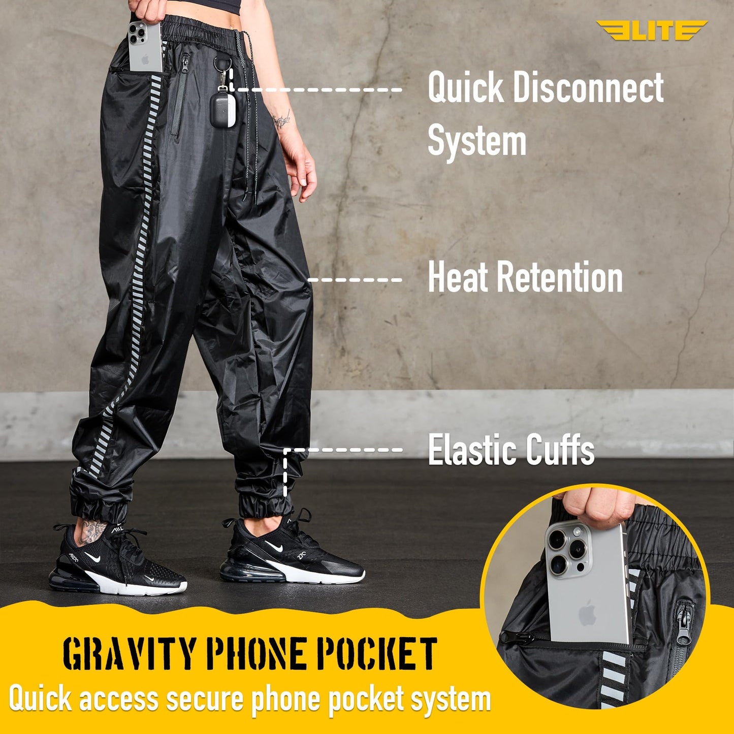 Elite Sports Sauna Suit for Weight Loss Men & Women Boxing MMA Wrestlers Gym Sweat Hoodie Sauna Suits Wrap Full Body Workout (Black, 3X-Large)