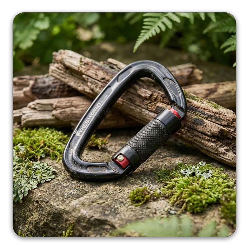 FresKaro Climbing Carabiner Clip, Heavy Duty, Auto Locking, Twist Lock Carbineers for Firefighter, Rock Climbing, Rappelling, Hunting, Gym, UIAA CE Certified 25kN Karabiners, 4 Inch, Black, 4 Pack