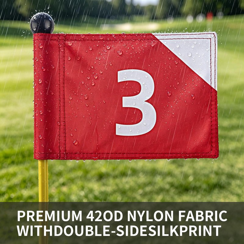 Crestgolf 4 PCS Mini Golf Flags for Yard, All 8x6 Inch, Upgraded Dual-Layer 420D Nylon, Double Sided Printing, Numbered 1-4 Golf Pin Flags for Practice Putting Green with Tube Inserted