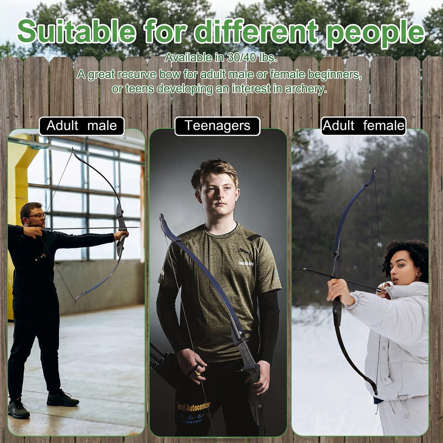 IS-TONGTU Archery Recurve Bow Set, Bow and Arrow Set for Adult Beginner & Youth, Right and Left Handed, Takedown Recurve Bow 30lb 40lb, arco y flecha, Bow Kit with 6pcs Arrows (30LBS)