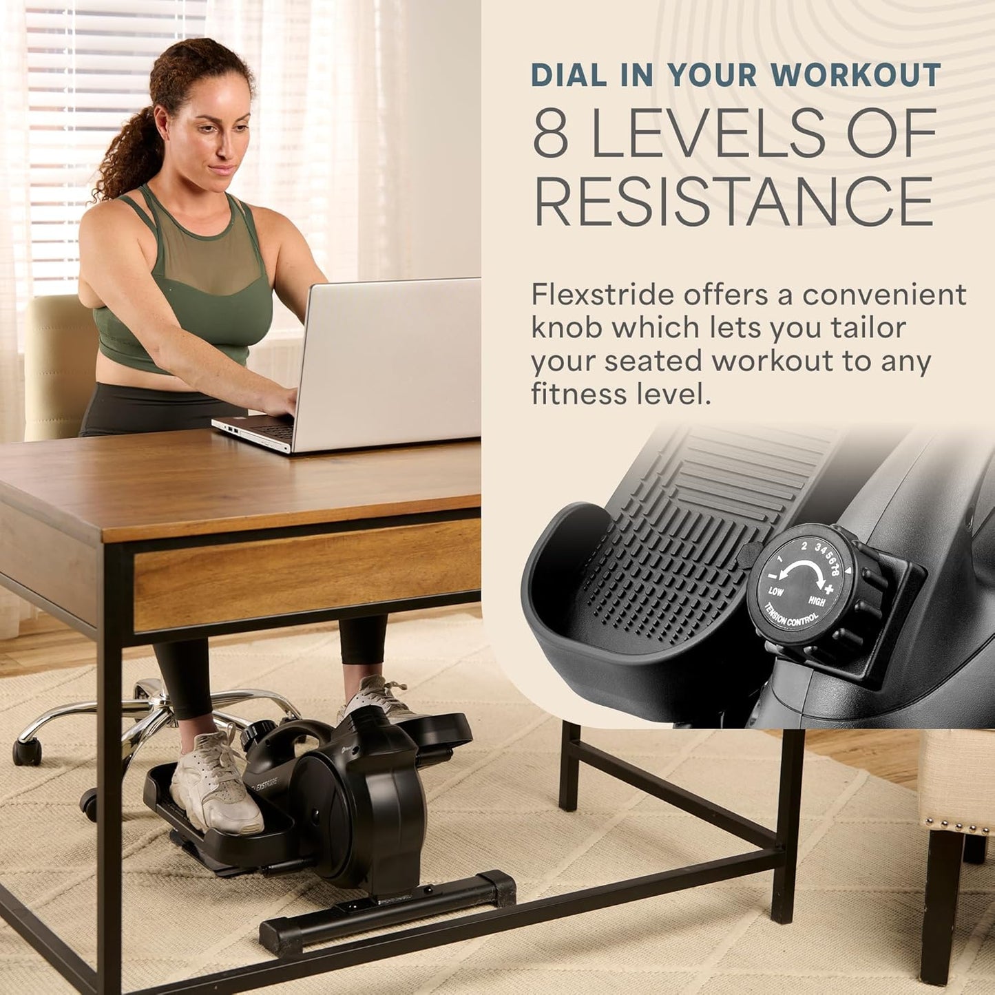 Portable Under Desk Elliptical Exercise Machine - Mini Pedal Exerciser for Home Workouts & Muscle Toning | Fitness App Enabled