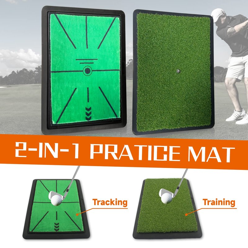 Cupohus Golf Hitting Mat, Precision Pro Swing Mat for Path Feedback, Golf Training Chipping Aid with Replaceable Thickened Artificial Turf, Golf Accessories Gift for Adults for Indoor/Outdoor 13"x17"