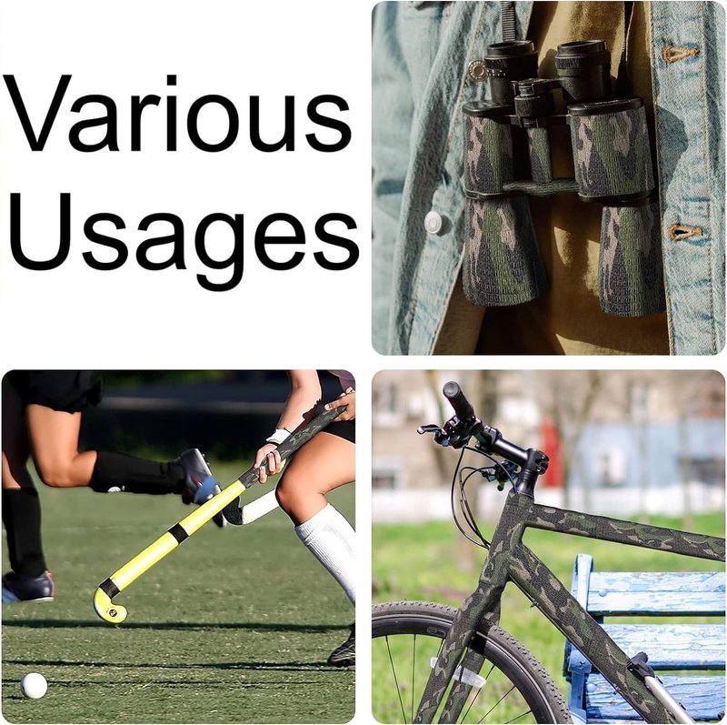 DROK 10 Roll Camo Grip Tape, 2.95in x 14.76ft Adhesive Stretch Cohesive Camo Tape for Outdoor Athletic Sports Bicycle Hockey Skateboard Scooter Bat, 4.92Yard Waterproof Protective Bandage Cover