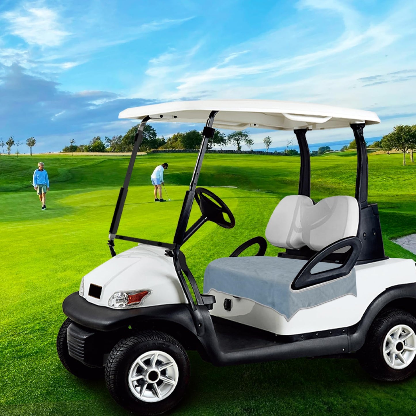 ENYORSEL Golf Cart Seat Covers, Breathable Golf Cart Seat Towel Blanket, Keeps Seats Dry & Comfortable in All Weather, Universal 51"x30" for EZGO, Yamaha, Club Car and More 2/4-seats Cart, Light Gray