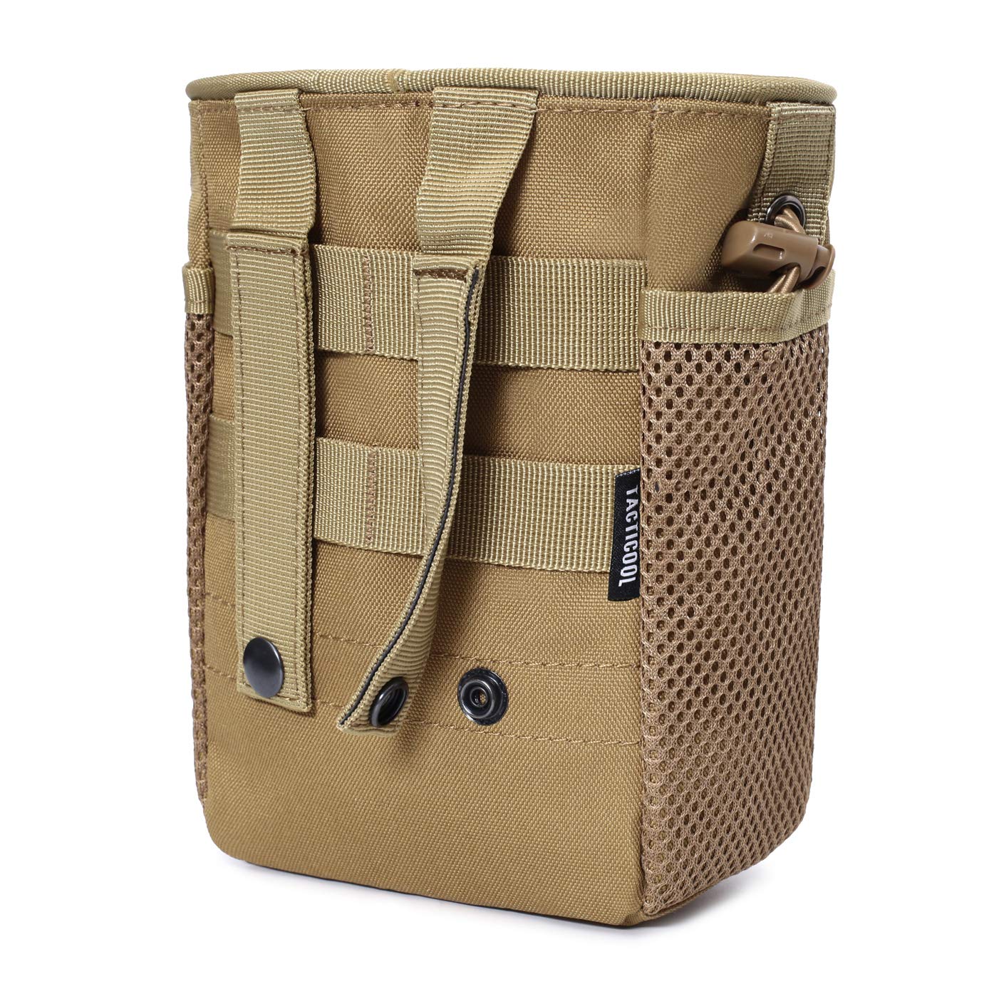 Tactical Molle Drawstring Magazine Dump Pouch, Adjustable Military Utility Belt Fanny Hip Holster Bag Outdoor Ammo Pouch (Tan)