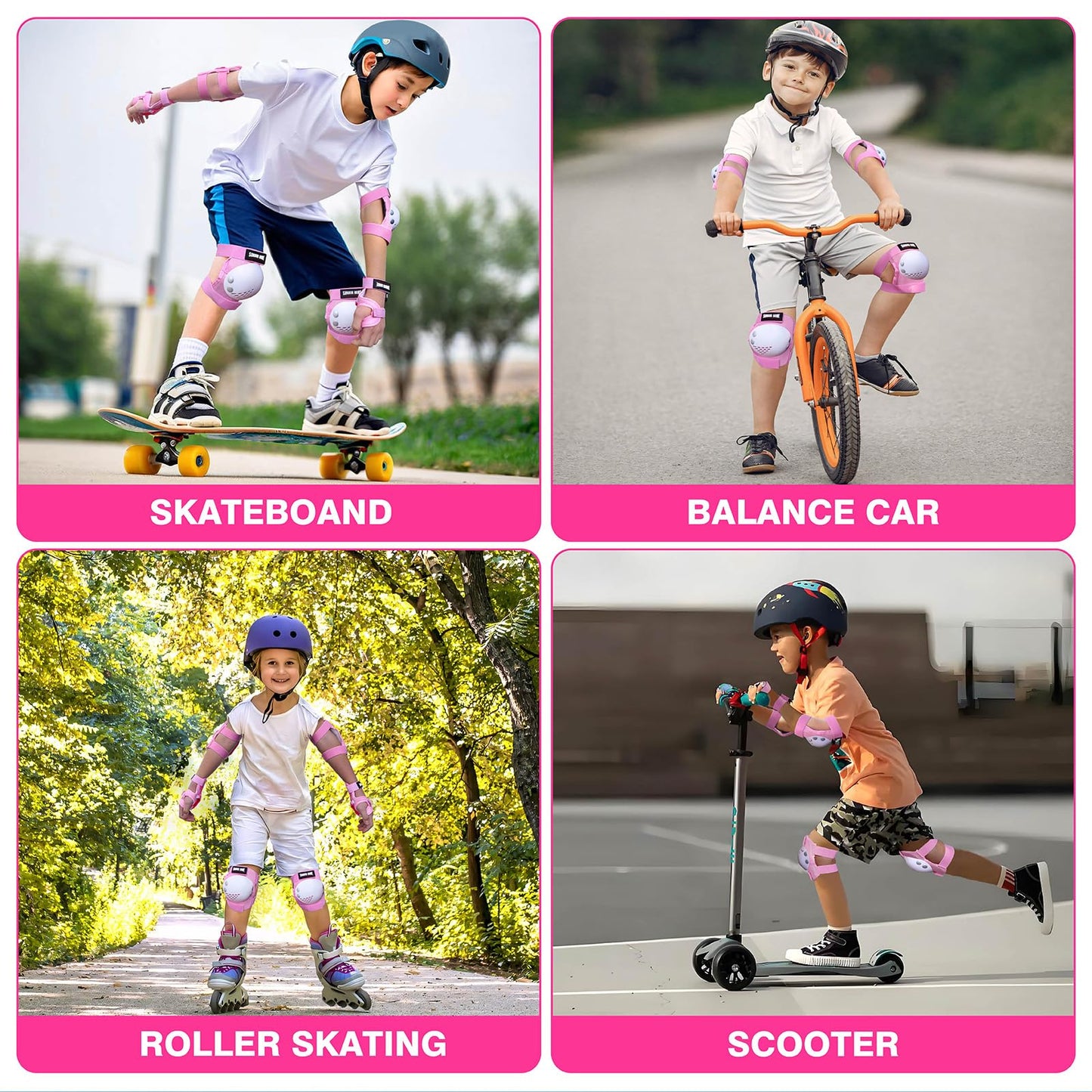 SOHOUR HOME Kids/Youth Knee Pads Elbow Pads Wrist Guards 3 in1Protective Set, for 3-15 Years Child Roller Skates, Cycling, Inline Skating, Skateboard, BMX Bike, Balance Bike, Scooter Riding Sports