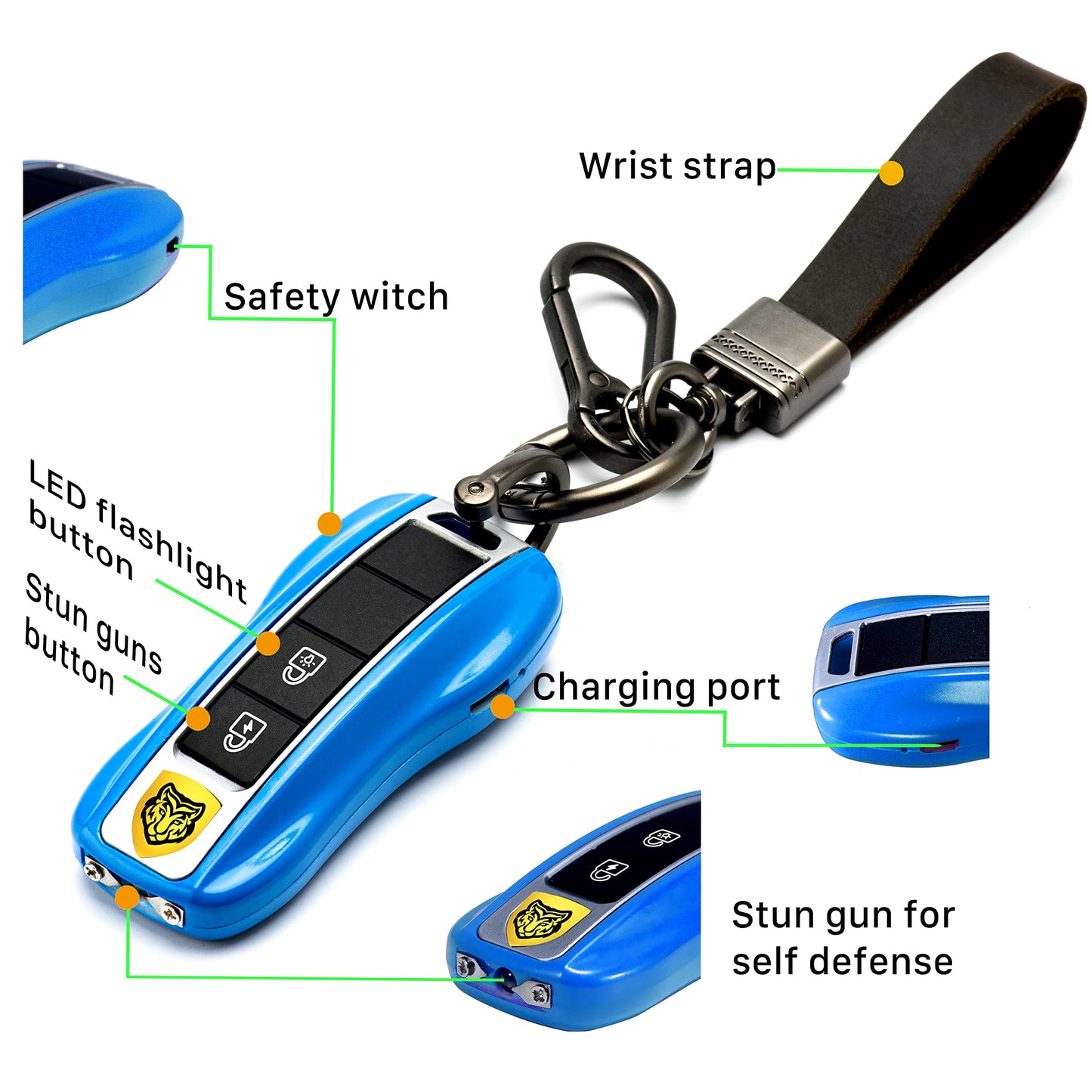 Rechargeable Stun Guns Self-Defense with LED Flashlight,Rechargeable Stun gun for woman (BLUE)