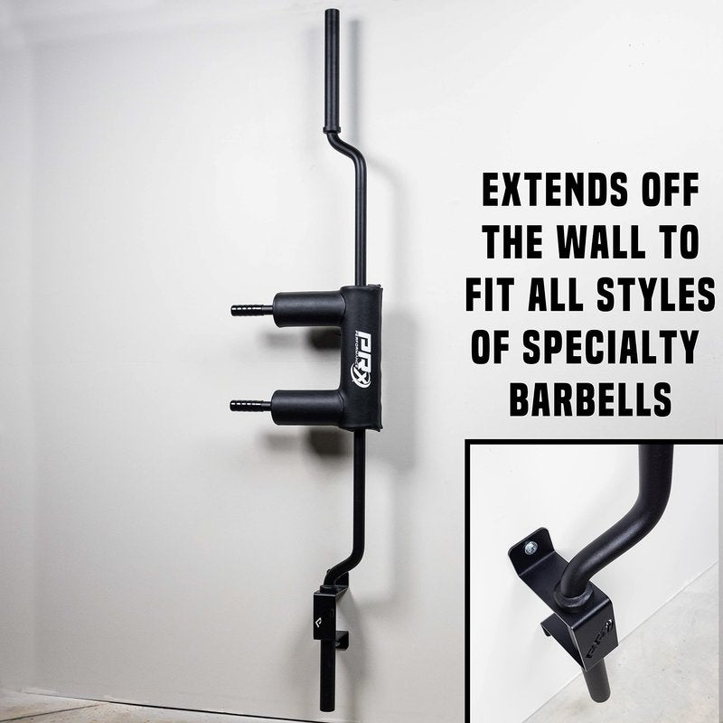 PRx Performance Specialty Bar Storage Rack Safety Squat Weight Barbell Holder USA Made Wall Mounted Space Saving Home Garage Gym Fitness Workout Equipment