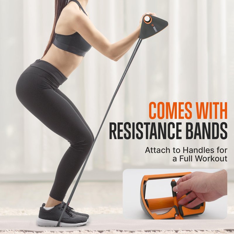 SQUATZ Multi-Function Push Up Rack - Combined with 10lbs and 20lbs Elastic Resistance Bands, Anti Slip Handles, Improves Strength, Power and Cardio, Weight Training, Weight Capacity: 440Lbs