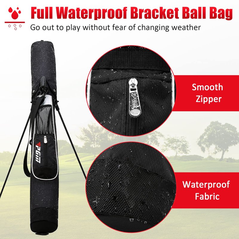 PGM Sunday Golf Bag with Stand and Strap - Ultra-Lightweight Pitch and Putt Carry Bag Holds Up to 9 Clubs - Waterproof Driving Range Travel Bag for Par 3 & Executive Courses