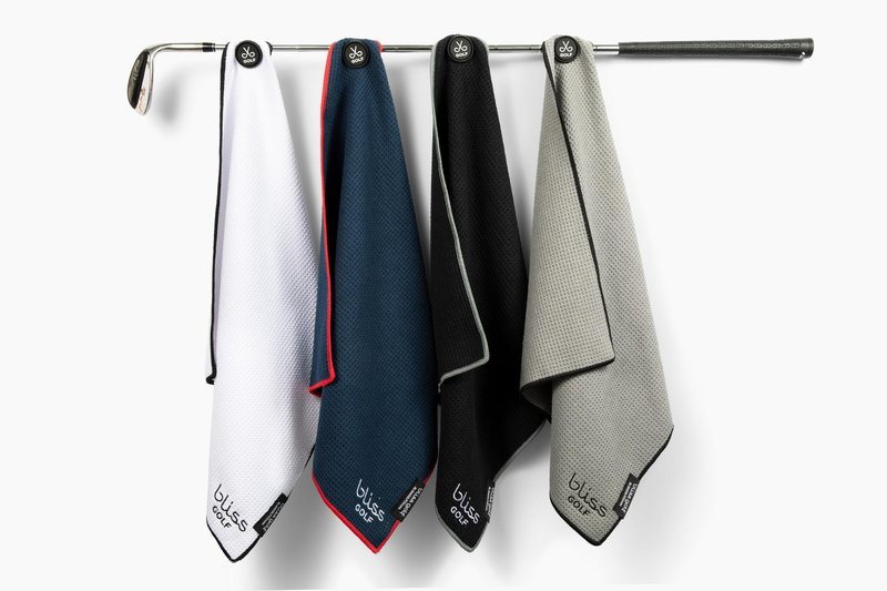 Bliss Golf Magnetic Golf Towel | Premium Microfiber Towel | Industrial Strength Magnet Attaches to Golf Carts and Clubs | Deep Waffle Pockets | Bag Buckle | Stylish and Convenient (Black)