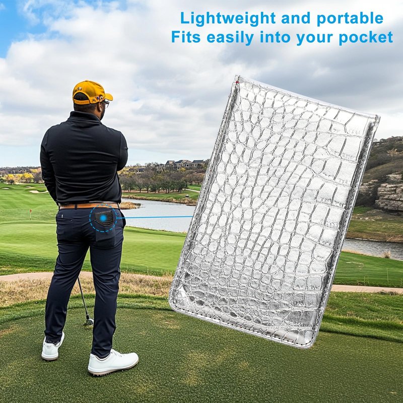 PATIKIL Golf Scorecard Holder, Leather Yardage Book Cover Golf Scorecard Book with Pencil Loop for Golfers Golf Club Golf Club Accessories, Silver Tone