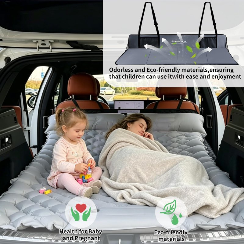 EULANT Foldable Portable Air Mattress for Backseat,Car Rear Seat Mattress Extension Plate,Folding Car Bed Mattress,Increase Travel Trunk Space & Car Bed Camping Space for Car/SUV/Model Y/3