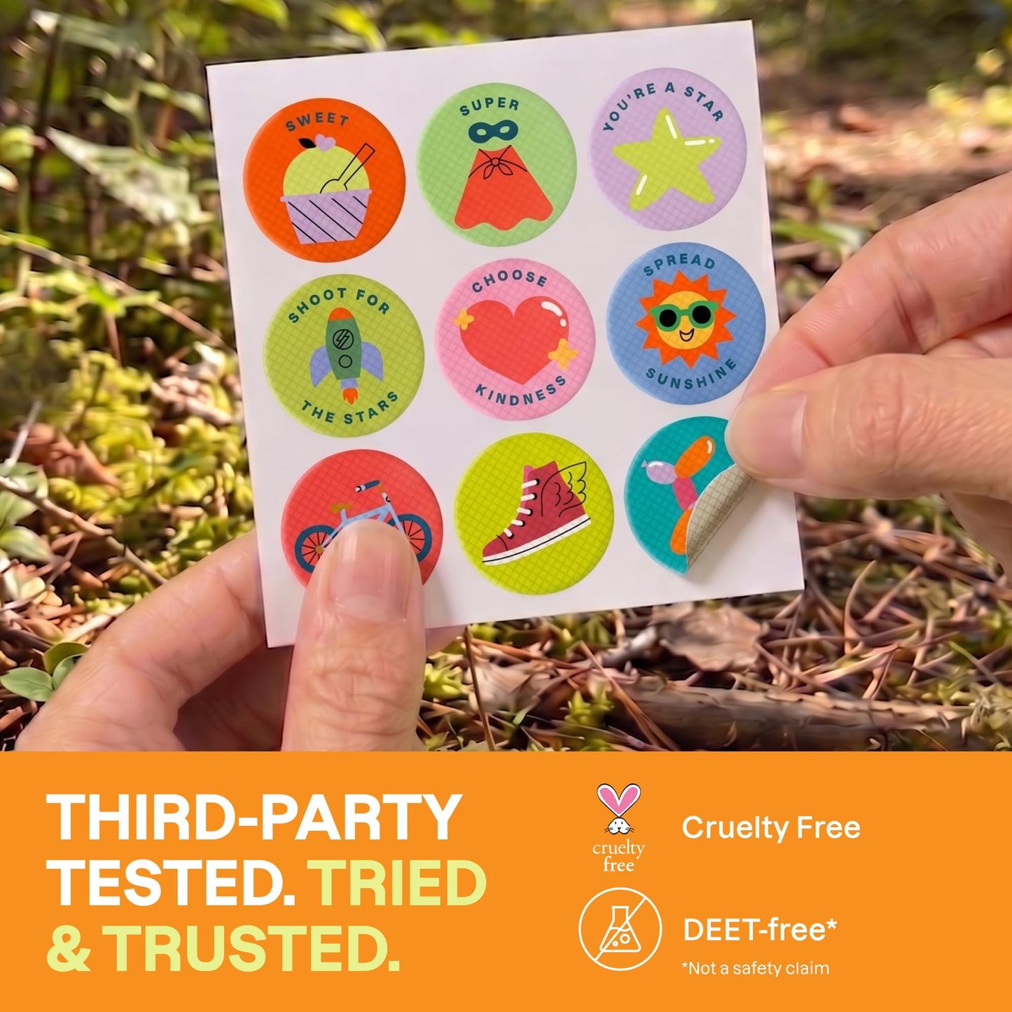 Cliganic Mosquito Repellent Stickers for Kids (90 Pack) - Positive Vibes Patches, Natural DEET-Free, Essential Oil Infused, Insect Repelling Garments