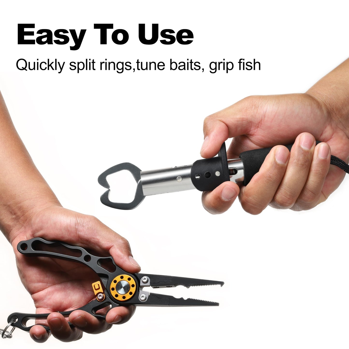 7.5 Inch Fishing Pliers and Gripper, Cuts Braided and Fluorocarbon Lines, Hook Remover, Split Ring Multifunctional Fishing Pliers for Ocean Fishing, Fly Fishing, Ice Fishing Tool, Gift for Fishermen
