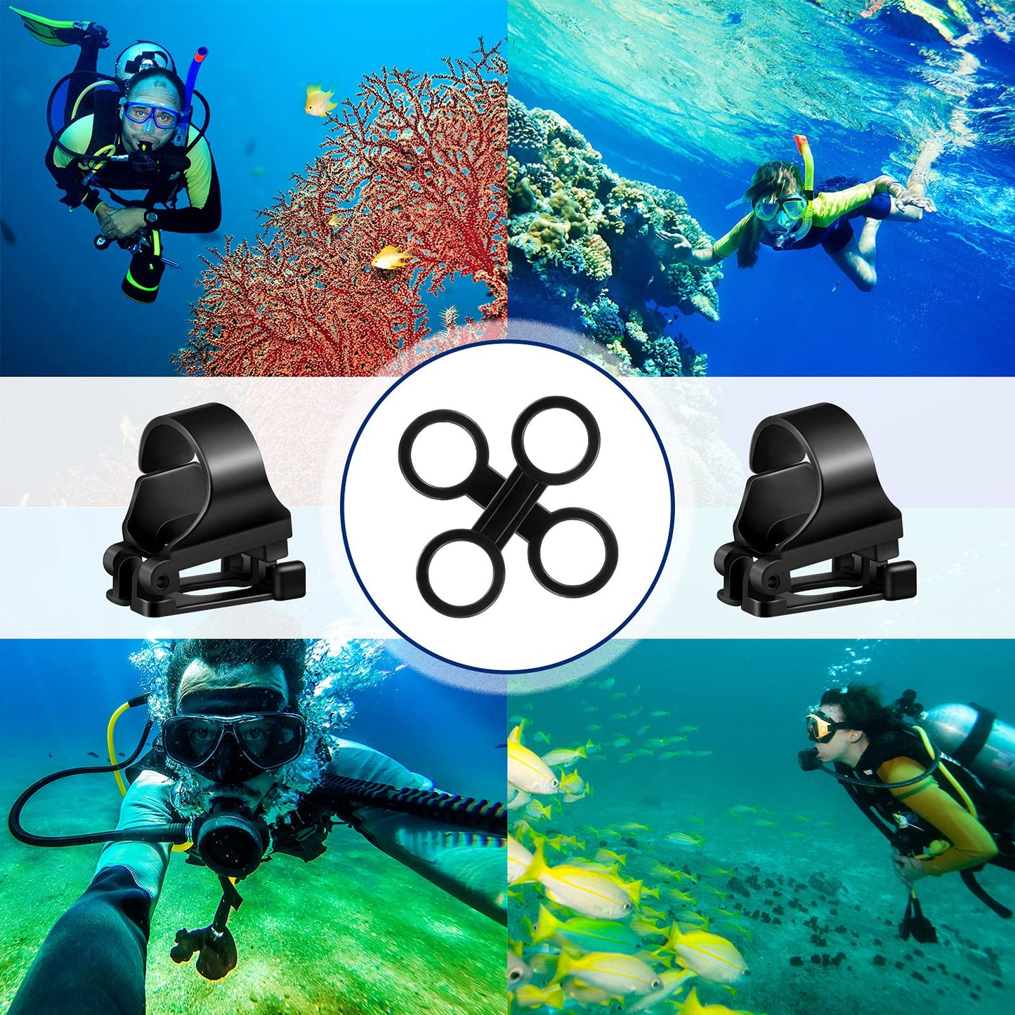 Frienda Silicone Snorkel Clip Diving Snorkel Holder Snorkel Keeper Dive Plastic Clip Snorkel Keeper Tube Holder Quick Release Snorkel Holder Snorkeling Equipment for Diving, Black (12 Pieces)