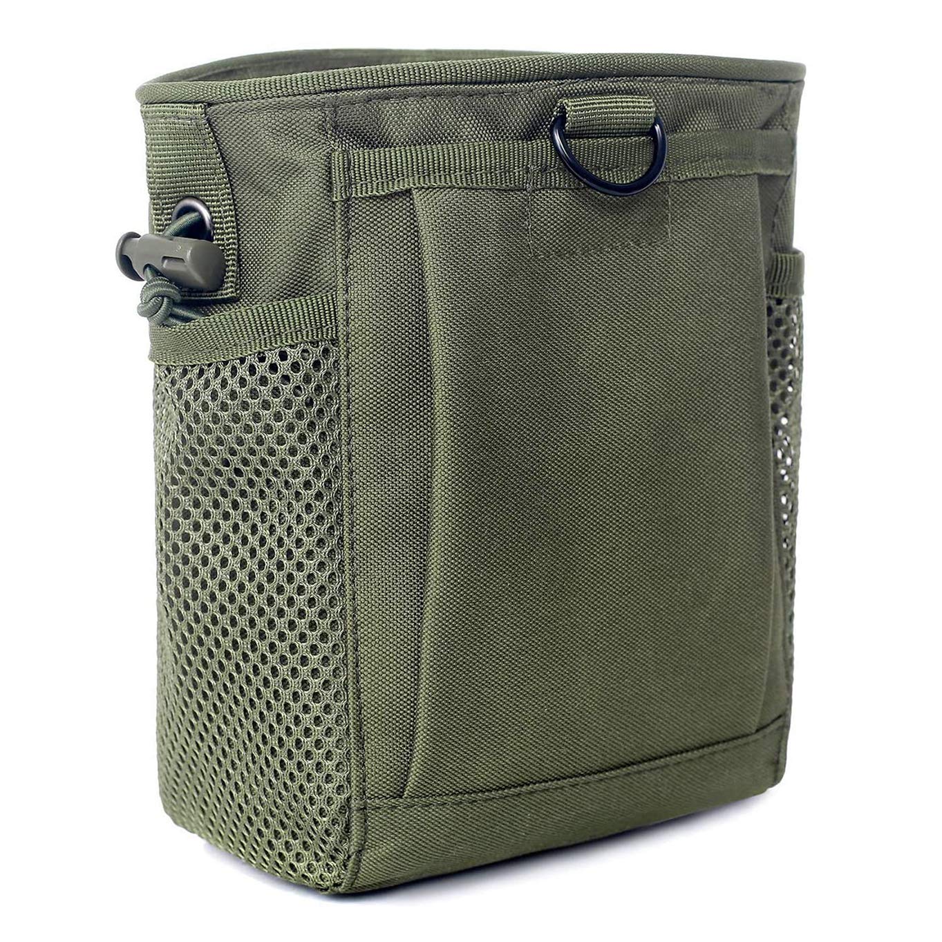 Tactical Molle Drawstring Magazine Dump Pouch, Adjustable Military Utility Belt Fanny Hip Holster Bag Outdoor Ammo Pouch (Army Green)