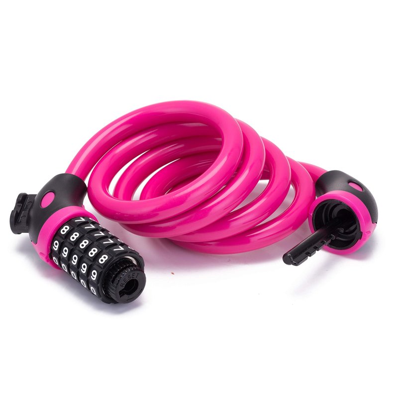 Bike Lock Bicycle Lock Chain ，5-Digit Combination Lock Core Steel Wire Bike Lock Security&Portable Bicycle Locks,1.1m x 1/2 inch (Pink)