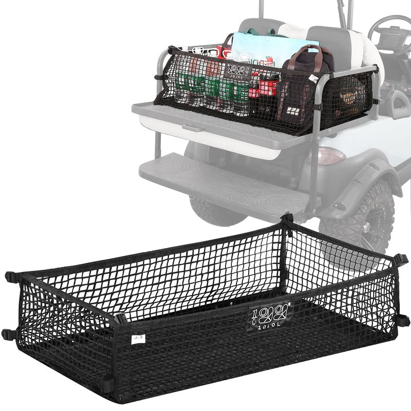 10L0L 4 Passenger Golf Cart Cargo Net for Yamaha G29, EZGO TXT/RXV, Club Car DS/Precedent - Durable Storage Net with Strong Buckle, Elastic Mesh Organizer for Golf Cart Accessories