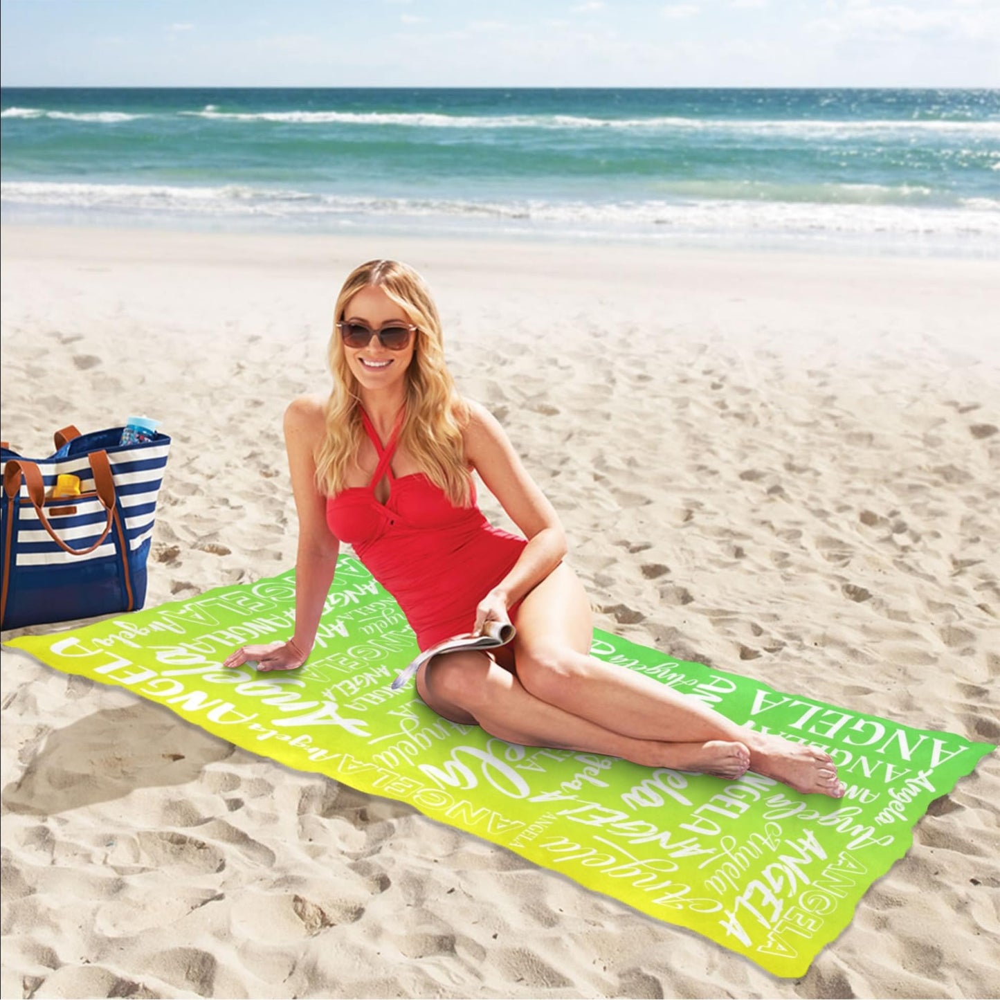 Esmtuaij Personalized Beach Towels for Kids and Adults, Custom Beach Towels with Name, Custom Quick-Drying Travel & Pool & Beach Towels,Customized Gifts for Women & Men & Children