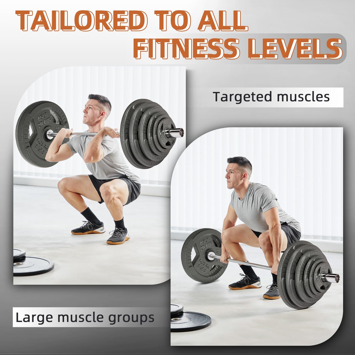 Fitvids Olympic Cast Iron 2-Inch Weight Plate for Strength Training & Weightlifting, Multiple Weights Available, 2.5LB (Set of 4)