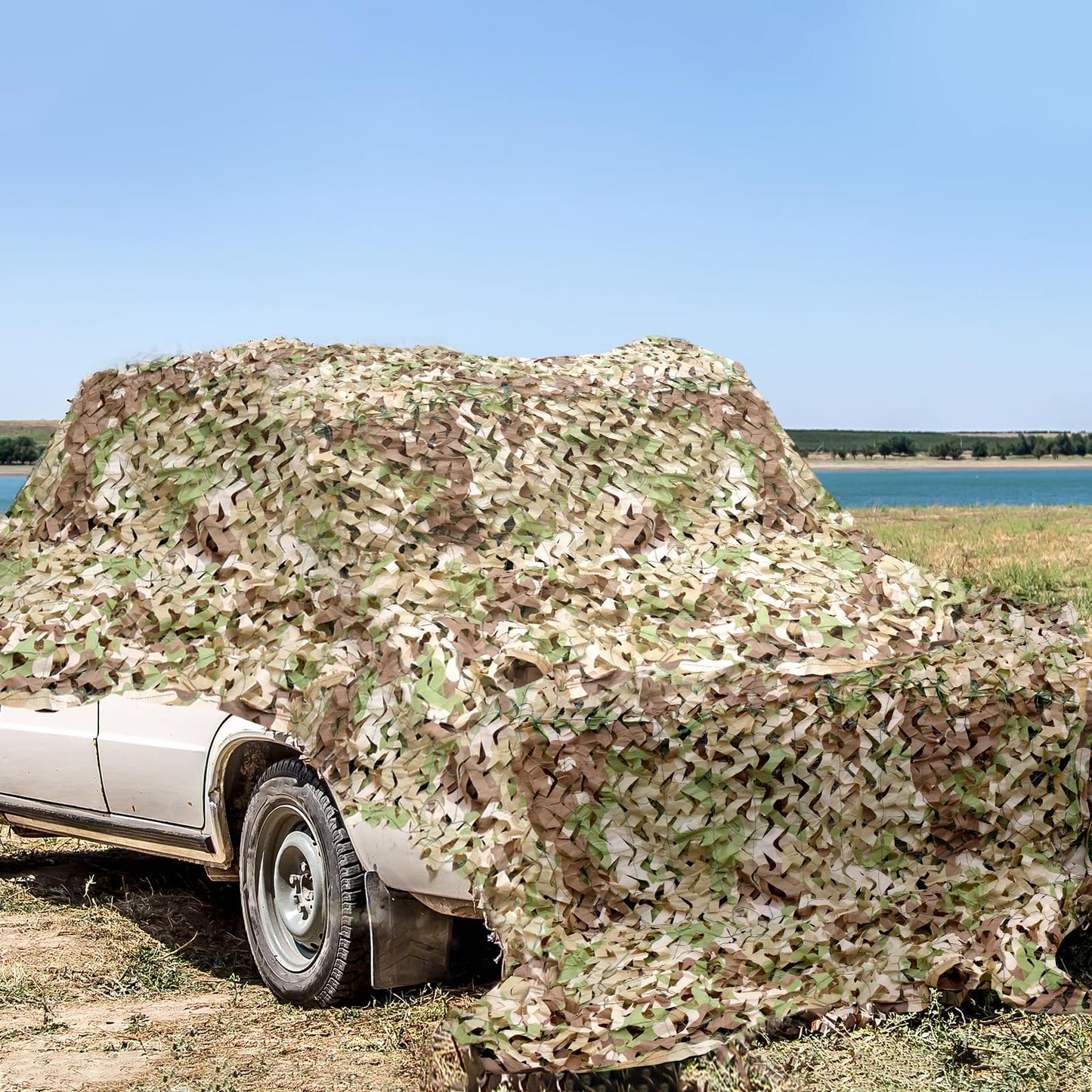 FLYEGO Double Layer Camo Netting Camouflage Netting Hunting Blind Camo Net Camouflage Nets Military Surplus for Shooting Party Decoration Photograph Car Cover Sunshade (10ftx10ft, Brown Camo)