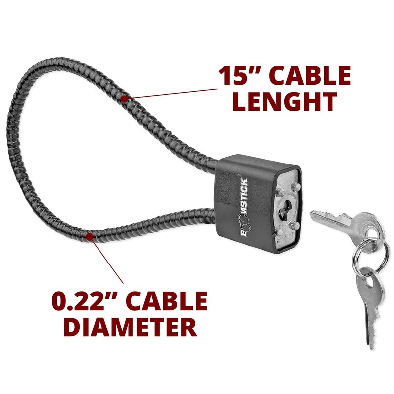 BOOMSTICK Cable Gun Lock 15 in Cable Length, Trigger Pistol Shotgun Rifle Child Safety Steel Cable - Keyed Alike