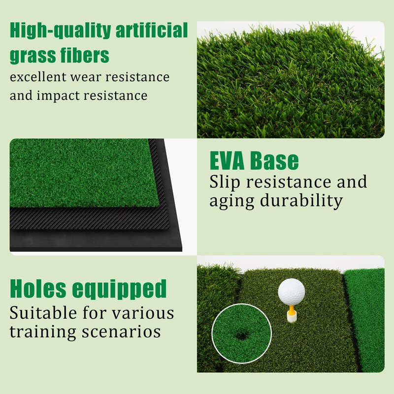 Golf Practice Mats, 3-in-1 Multi-Functional Golf Mat - Artificial Turf Golf Training Aids for Hitting,Swing & Putting Training -Perfect for Indoor & Outdoor Golf Practice (Upgrade Version)