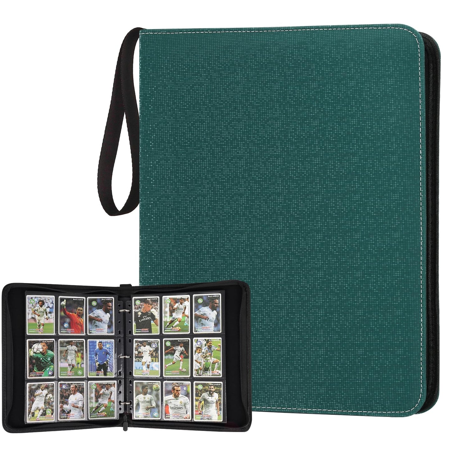 GERMUN 3 Ring 9 Pocket Zipper Card Binder, 720 Double Sided Standard PU Trading Card Album Folder for TCG & Sports Cards, Not Fit Top Loaders (Dark Green2)