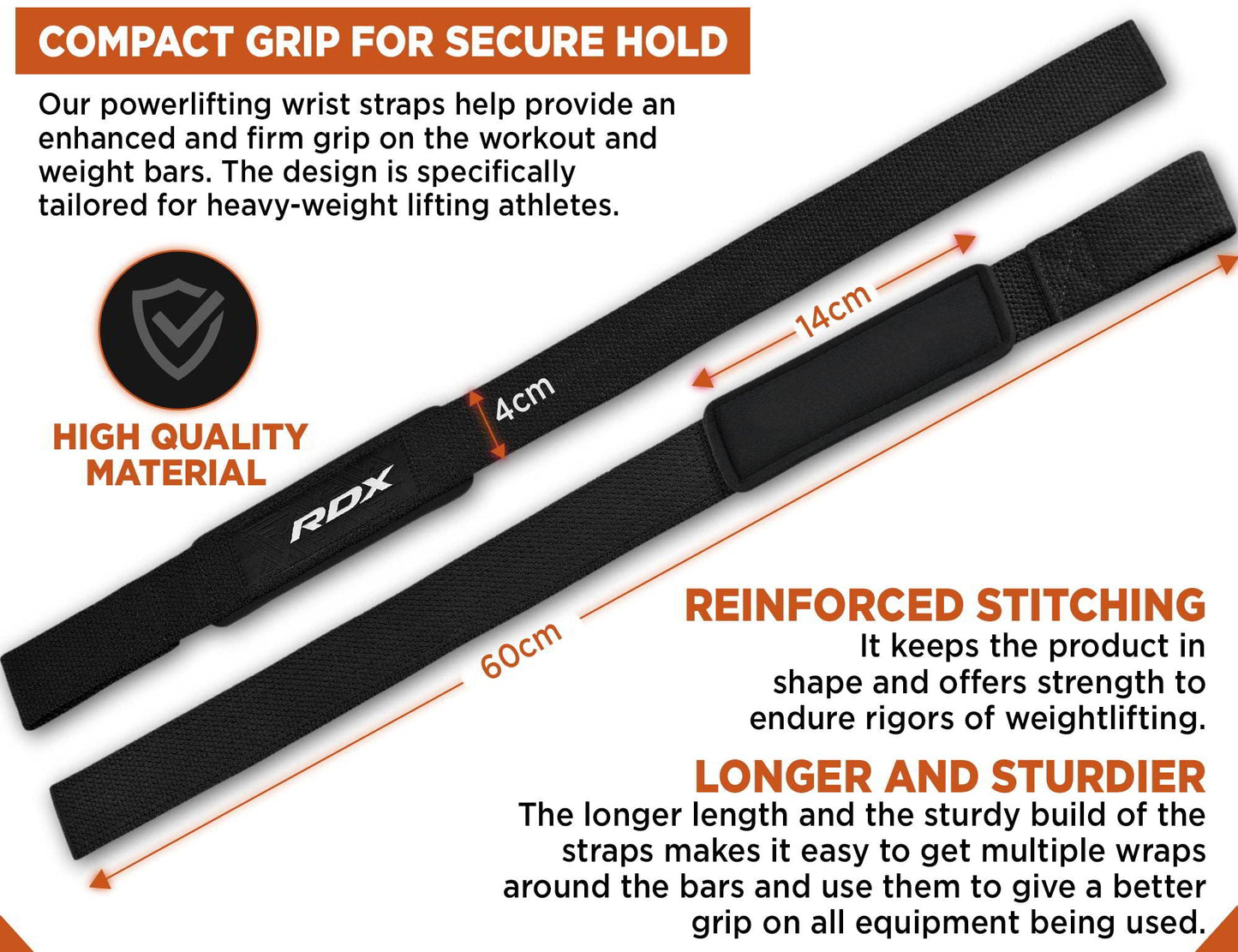 RDX Weight Lifting Wrist Wraps with Gym Straps, Elasticated 18” Cotton Wrap, 60CM Anti Slip Workout Strap Support, Bodybuilding Deadlifting Powerlifting Fitness Gymnastics Strength Training, Men Women