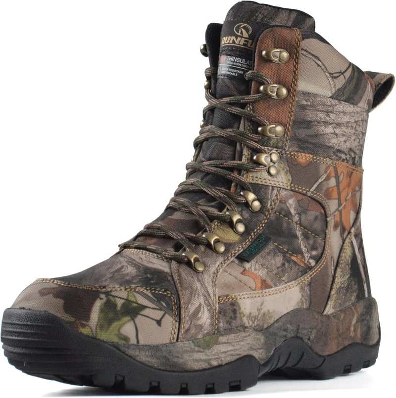 Waterproof Men's 8" Camo Hunting Boots - Lightweight Insulated Hiking Boots with 200g Thinsulate